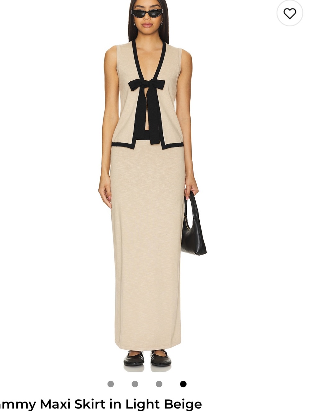 Revolve Lovers + Friends Light Beige Maxi Skirt with Black Trim NWT SIZE S